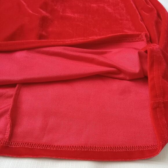 Lush Red Velour Spaghetti Strap Mini Length Bodycon Dress Women's Size Large - Picture 12 of 12